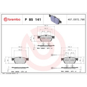 Brembo | Bremsbelagsatz, Scheibenbremse | P 85 141