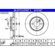 ATE | Bremsscheibe | 24.0113-0167.1