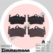 Zimmermann | Bremsbelagsatz, Scheibenbremse | 24541.155.9