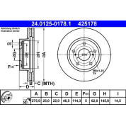 ATE | Bremsscheibe | 24.0125-0178.1