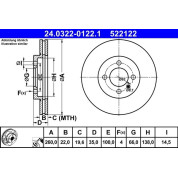 ATE | Bremsscheibe | 24.0322-0122.1