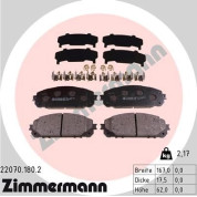 Zimmermann | Bremsbelagsatz, Scheibenbremse | 22070.180.2