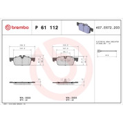 Brembo | Bremsbelagsatz, Scheibenbremse | P 61 112