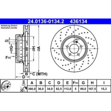 ATE | Bremsscheibe | 24.0136-0134.2