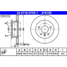 ATE | Bremsscheibe | 24.0116-0109.1