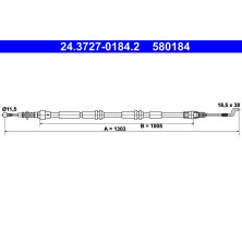ATE | Seilzug, Feststellbremse | 24.3727-0184.2