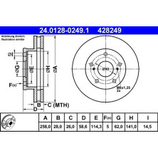 ATE | Bremsscheibe | 24.0128-0249.1