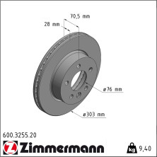 Zimmermann | Bremsscheibe | 600.3255.20