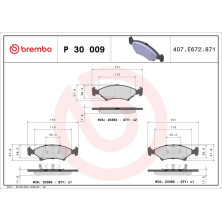 Brembo | Bremsbelagsatz, Scheibenbremse | P 30 009