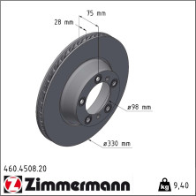 Zimmermann | Bremsscheibe | 460.4508.20