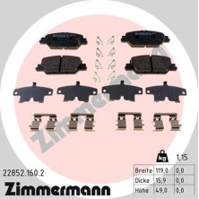 Zimmermann | Bremsbelagsatz, Scheibenbremse | 22852.160.2