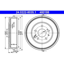 ATE | Bremstrommel | 24.0222-8035.1