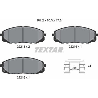 Textar | Bremsbelagsatz, Scheibenbremse | 2221301