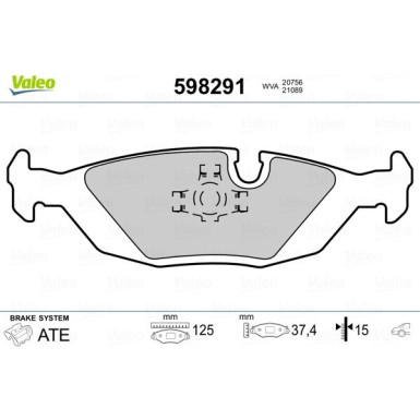 Valeo | Bremsbelagsatz, Scheibenbremse | 598291