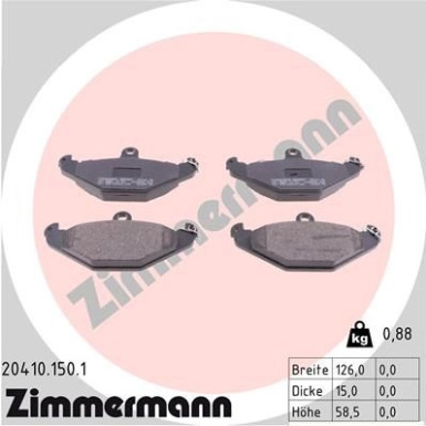 Zimmermann | Bremsbelagsatz, Scheibenbremse | 20410.150.1