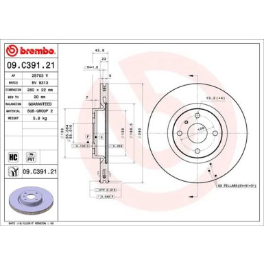 Brembo | Bremsscheibe | 09.C391.21