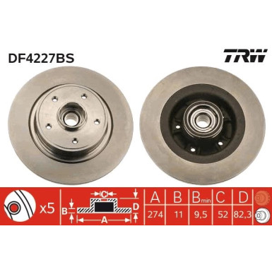 TRW | Bremsscheibe | DF4227BS