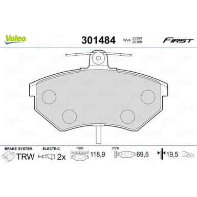 Valeo | Bremsbelagsatz, Scheibenbremse | 301484