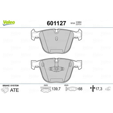 Valeo | Bremsbelagsatz, Scheibenbremse | 601127