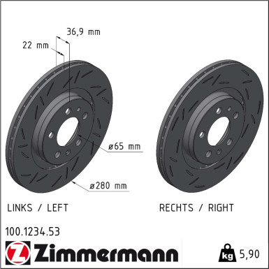 Zimmermann | Bremsscheibe | 100.1234.53