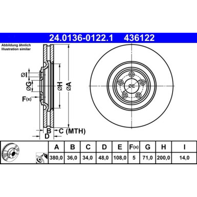 ATE | Bremsscheibe | 24.0136-0122.1