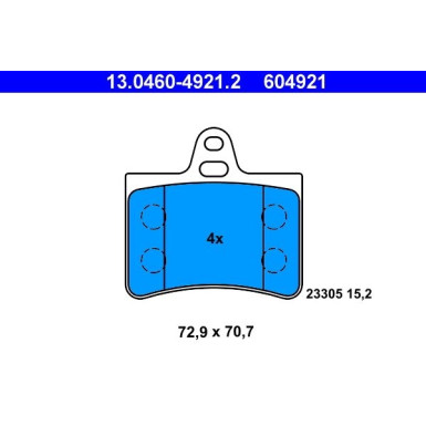 ATE | Bremsbelagsatz, Scheibenbremse | 13.0460-4921.2