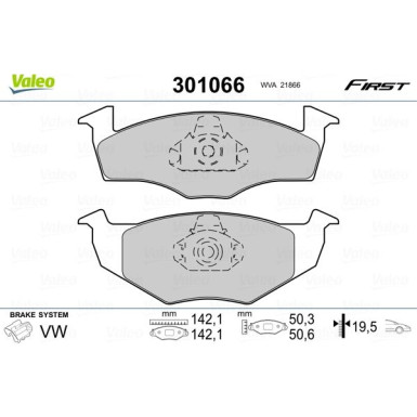 Valeo | Bremsbelagsatz, Scheibenbremse | 301066