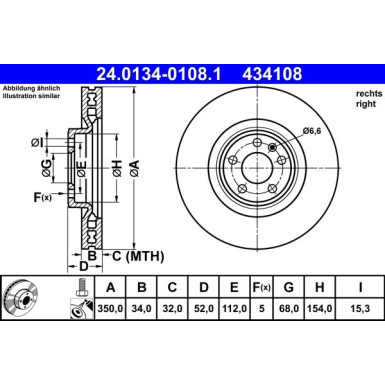 ATE | Bremsscheibe | 24.0134-0108.1