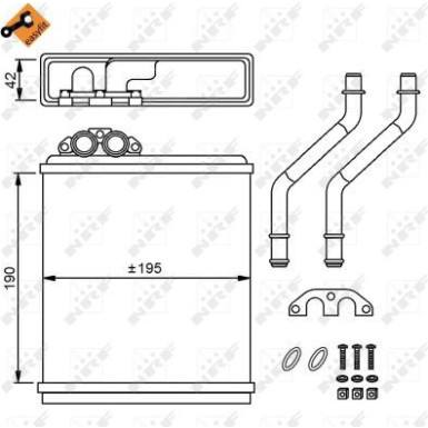 NRF | Wärmetauscher, Innenraumheizung | mit Rohr | 58150