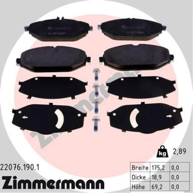 Zimmermann | Bremsbelagsatz, Scheibenbremse | 22076.190.1