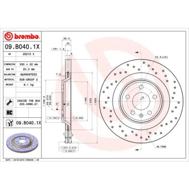 Brembo | Bremsscheibe | 09.B040.1X