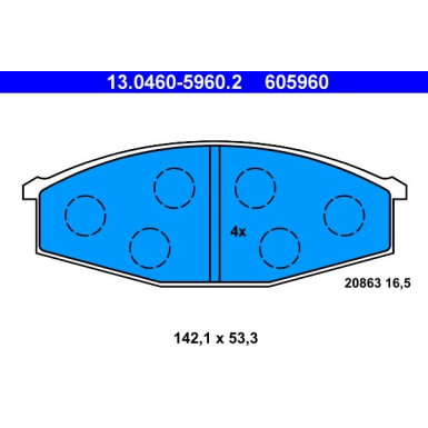 ATE | Bremsbelagsatz, Scheibenbremse | 13.0460-5960.2