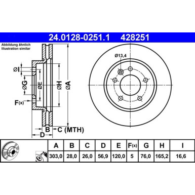 ATE | Bremsscheibe | 24.0128-0251.1