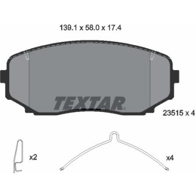 Textar | Bremsbelagsatz, Scheibenbremse | 2351503