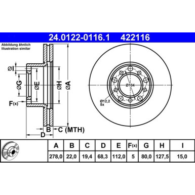 ATE | Bremsscheibe | 24.0122-0116.1