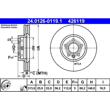 ATE | Bremsscheibe | 24.0126-0119.1