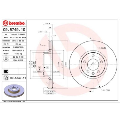 Brembo | Bremsscheibe | 09.5749.11