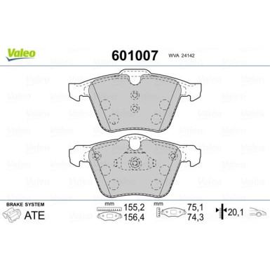 Valeo | Bremsbelagsatz, Scheibenbremse | 601007