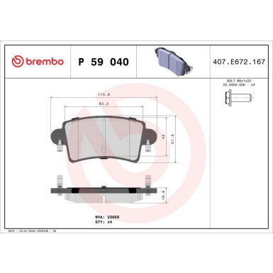 Brembo | Bremsbelagsatz, Scheibenbremse | P 59 040