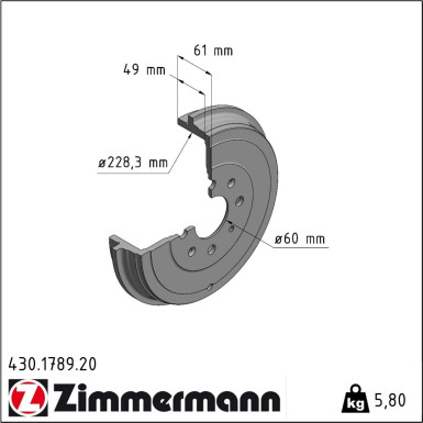 Zimmermann | Bremstrommel | 430.1789.20