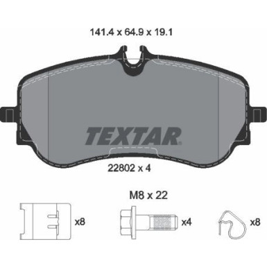 Textar | Bremsbelagsatz, Scheibenbremse | 2280201