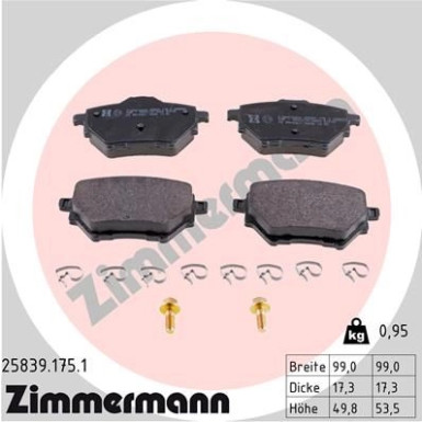 Zimmermann | Bremsbelagsatz, Scheibenbremse | 25839.175.1