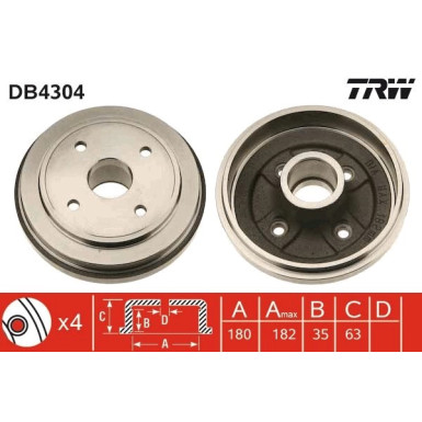 TRW | Bremstrommel | DB4304