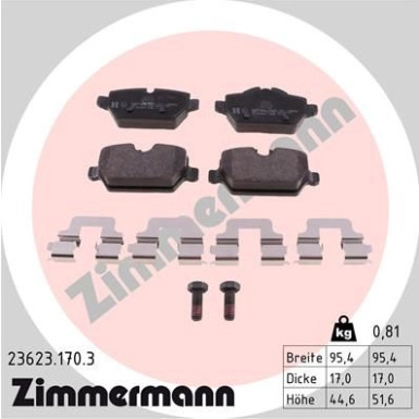 Zimmermann | Bremsbelagsatz, Scheibenbremse | 23623.170.3