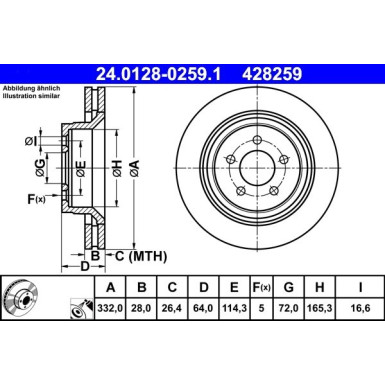 ATE | Bremsscheibe | 24.0128-0259.1