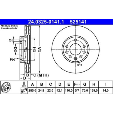 ATE | Bremsscheibe | 24.0325-0141.1