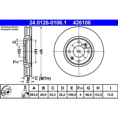 ATE | Bremsscheibe | 24.0126-0106.1