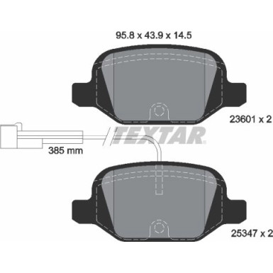 Textar | Bremsbelagsatz, Scheibenbremse | 2360104