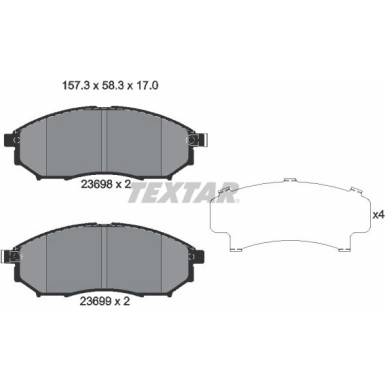 Textar | Bremsbelagsatz, Scheibenbremse | 2369803