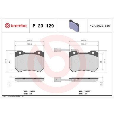 Brembo | Bremsbelagsatz, Scheibenbremse | P 23 129